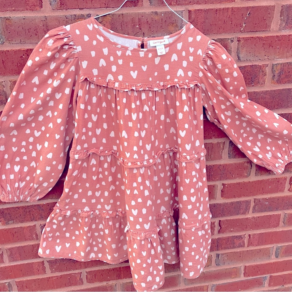 Rose Gold, Cat & Jack dress with cheetah heart print size kids, medium 7/8